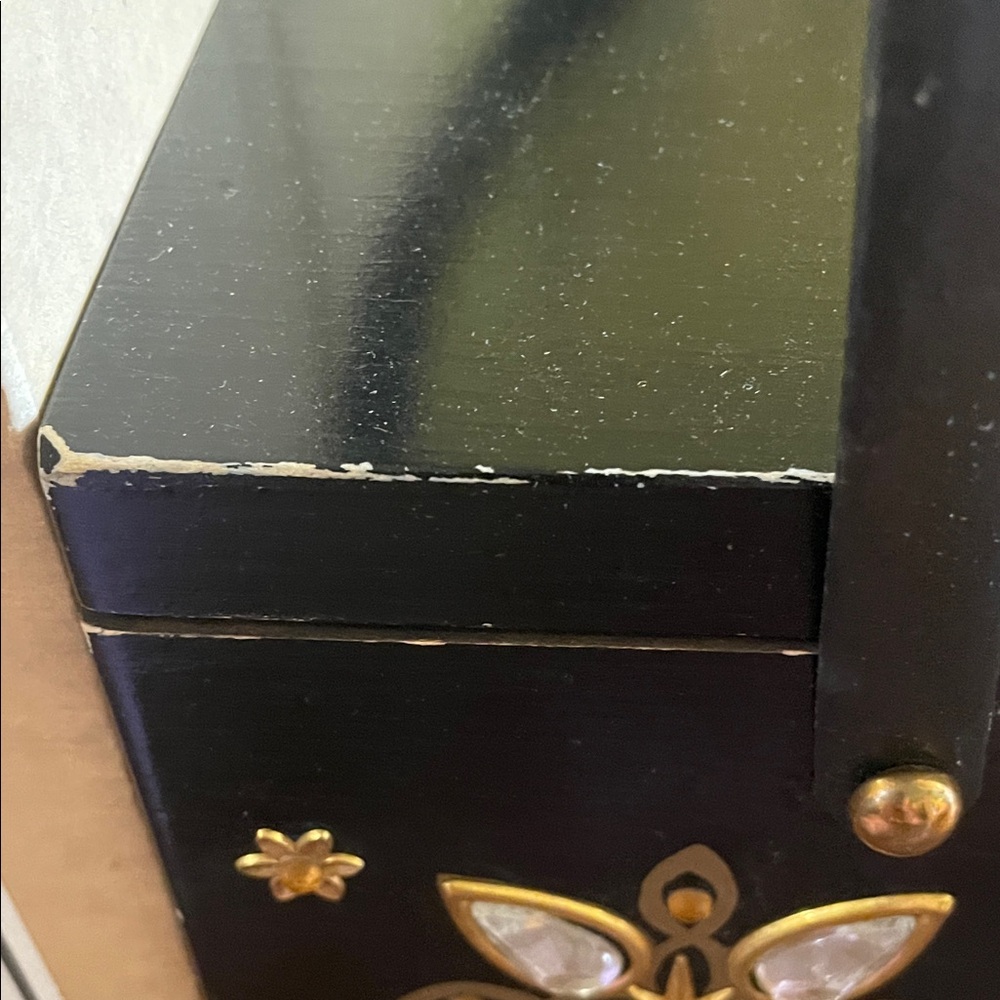 RARE Collins of Texas Wood Black Handheld Snowflake Embell Bag with Original Box - Picture 4 of 16